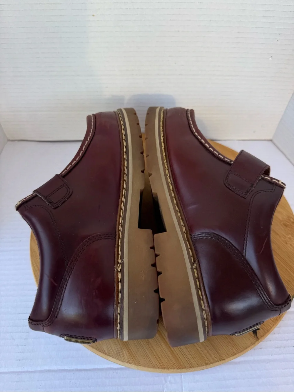 Vintage Lugz Burgundy Leather Monk Strap Moc Toe Casual Shoes Men’s 7 Y2K